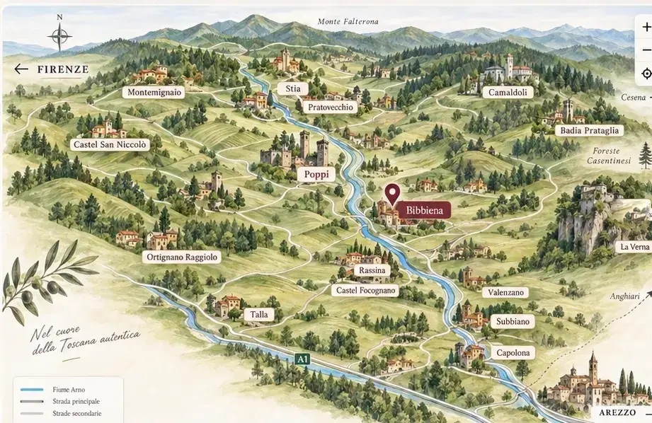 Mappa illustrata del Casentino